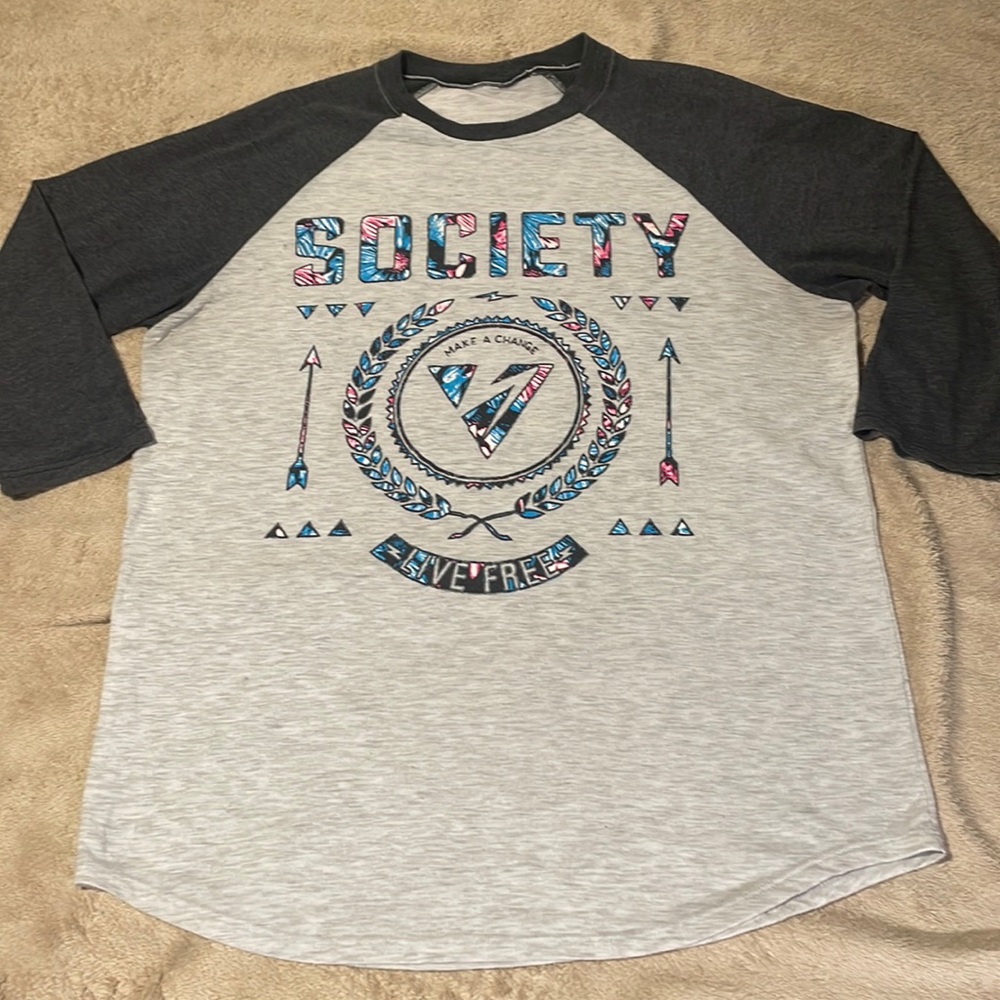 Society of the Sun (Buckle) 3/4 Sleeve Baseball Style T Shirt Pink & Blue Logo!